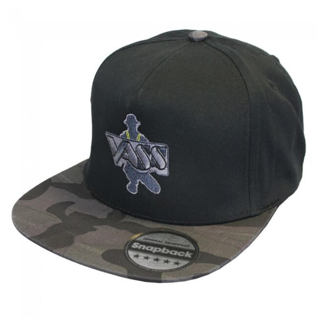Gorra Vass VB691 Peak Negra-Gris Camo - Tienda Carpfishing