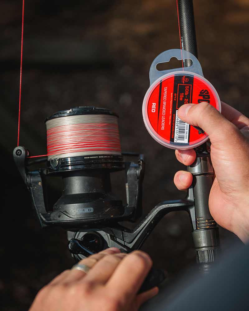 Trenzado cónico Spomb Rojo 0,20 - 0,38 mm - 3 x 10 m - Tienda Carpfishing