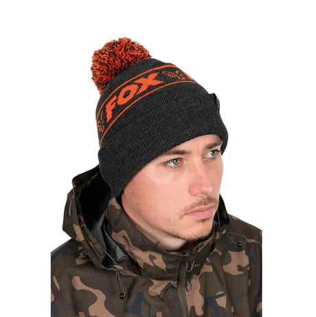 Gorro Fox Collection Negro Naranja con bola