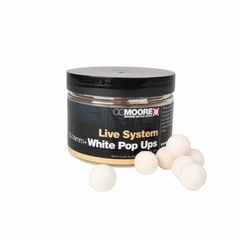 Pop ups Ccmoore Live System Blanco 14 mm - Tienda Carpfishing