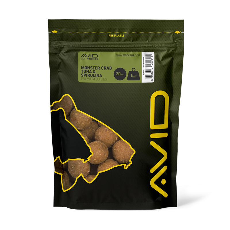 Bouillette Avid Carp Premium Monster Crab Thon et spiruline 20 mm