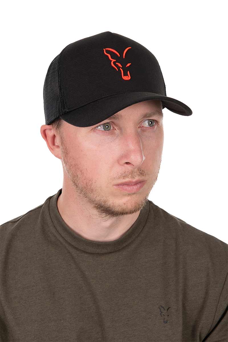 Casquette Fox Trucker Noir-Orange