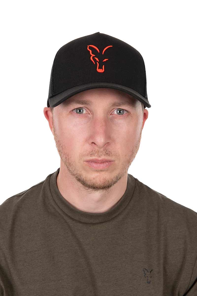 Casquette Fox Trucker Noir-Orange