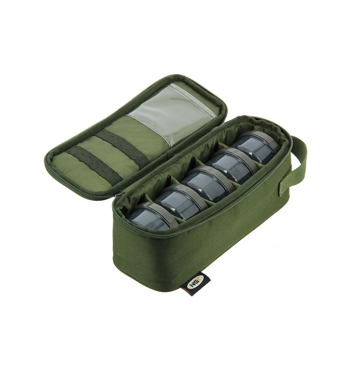 Sac de pêche de 5 pots d'appâts NGT}.