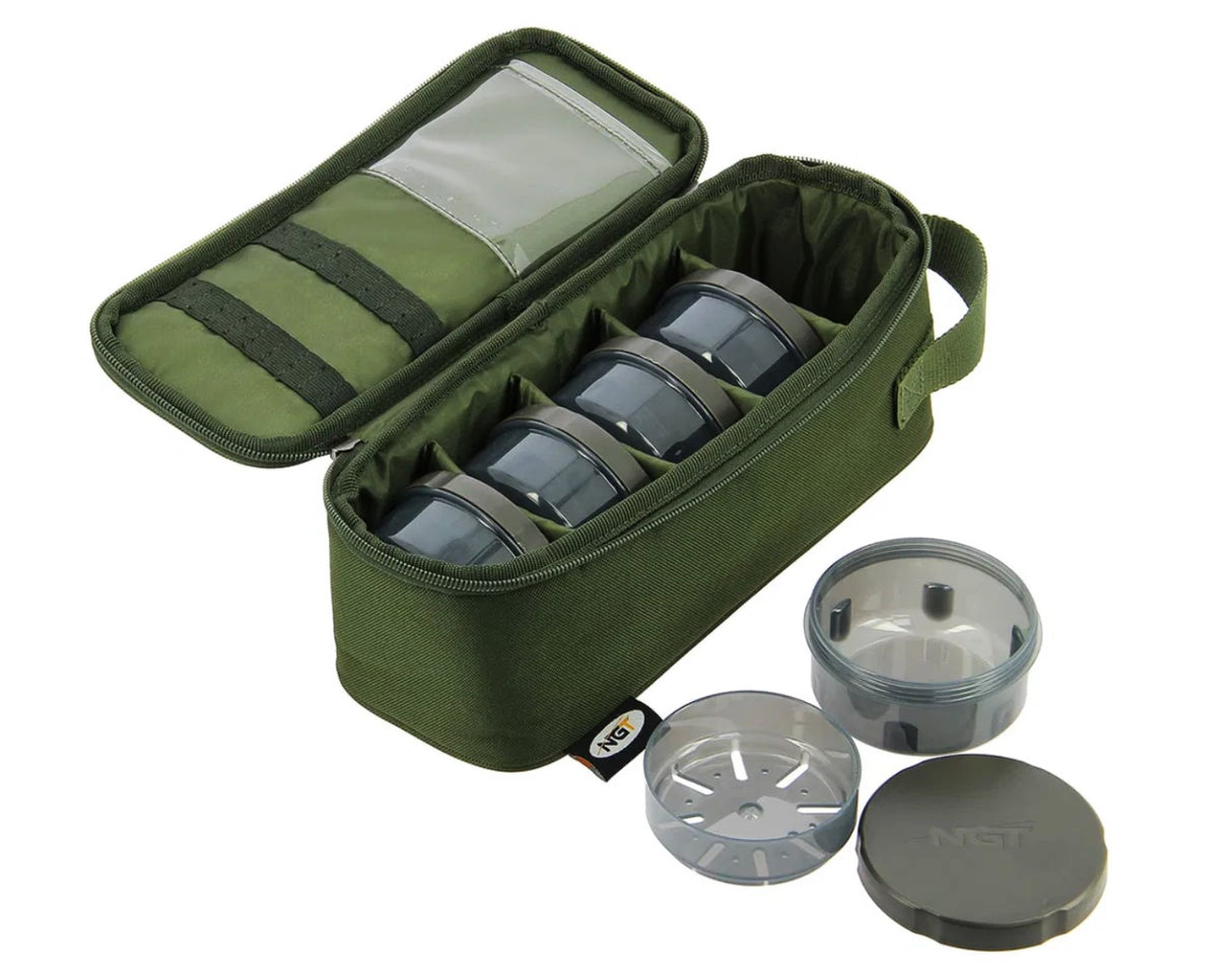 Sac de pêche de 5 pots d'appâts NGT}.