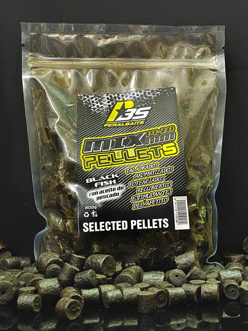 Mix Pellets Liquid Peralbaits Poisson noir 14-20 mm