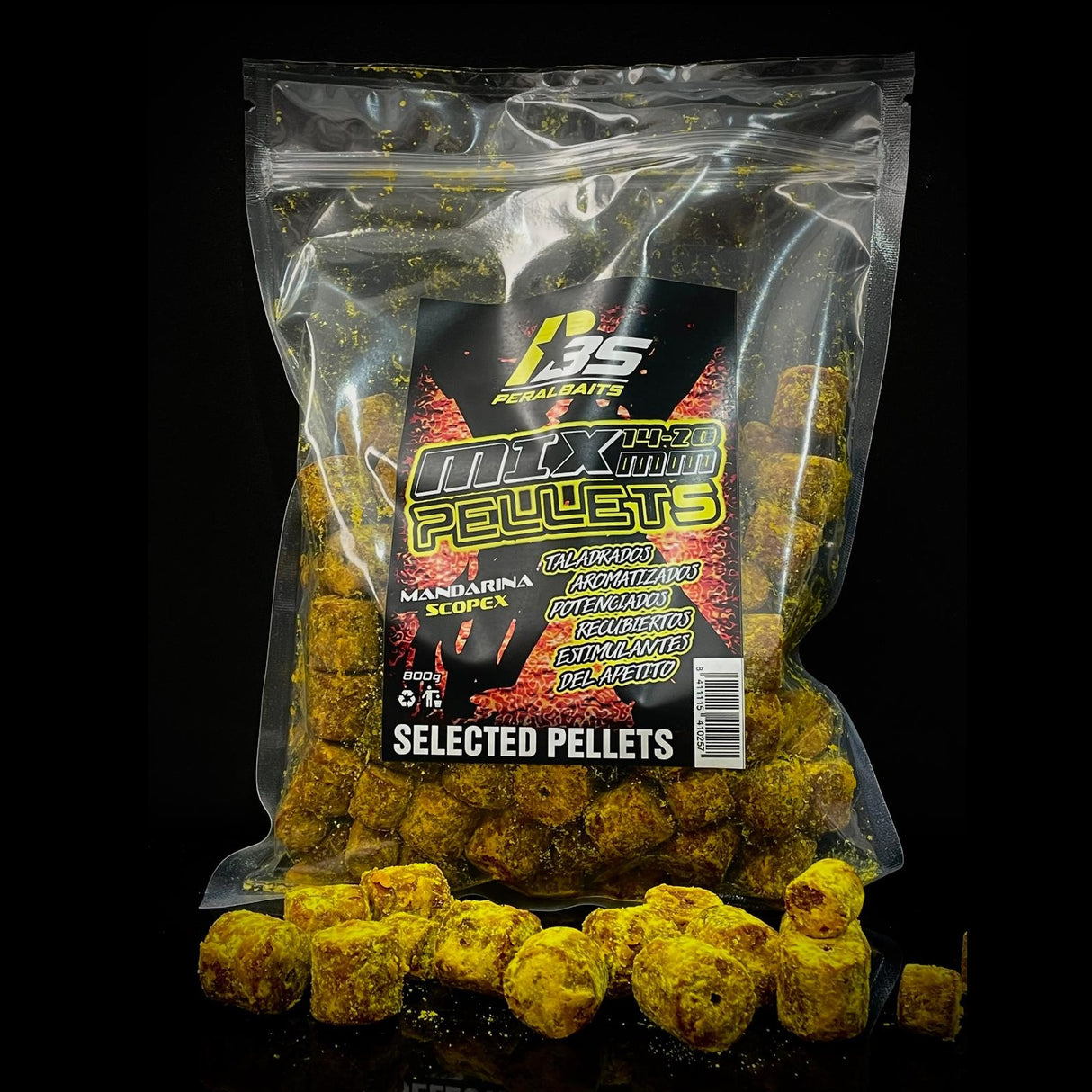 Mélange Pellets Peralbaits Scopex mandarin 14-20 mm