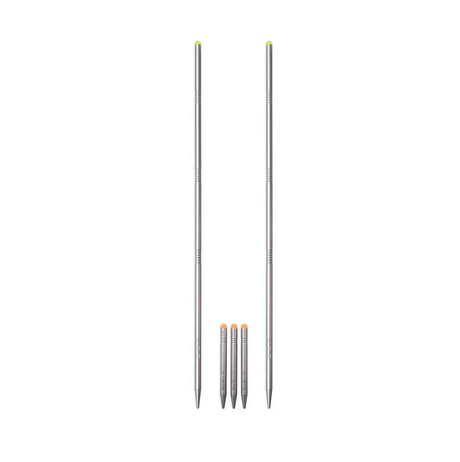 Pica de distancia ESP Wrap Sticks: dos palos de acero inoxidable y tres marcadores en funda resistente para carpfishing.