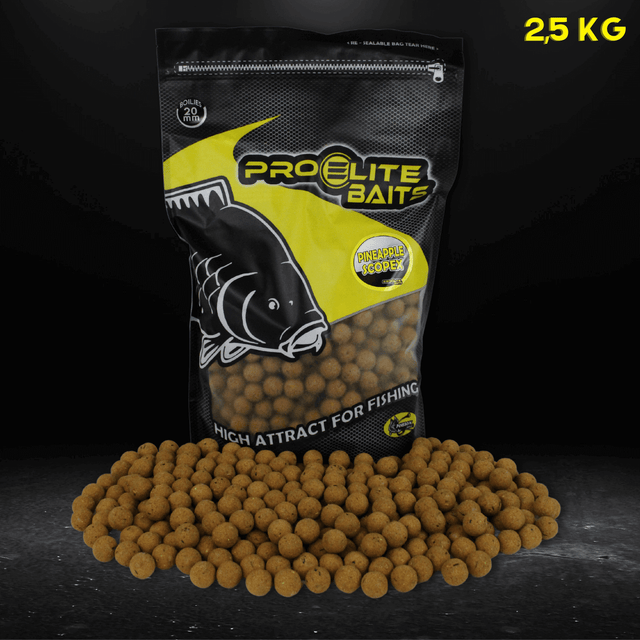 Boilies Pro Elite Baits Piña Scopex 20 mm 2,5 Kg - Tienda Carpfishing