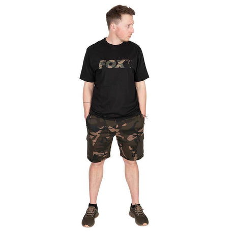 Camiseta Fox Logo T Negro/Camo - Tienda Carpfishing