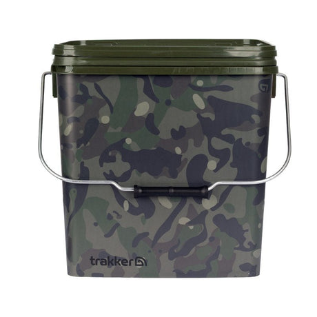 Cubo Trakker Square Camo con bandeja 13 Litros - Tienda Carpfishing