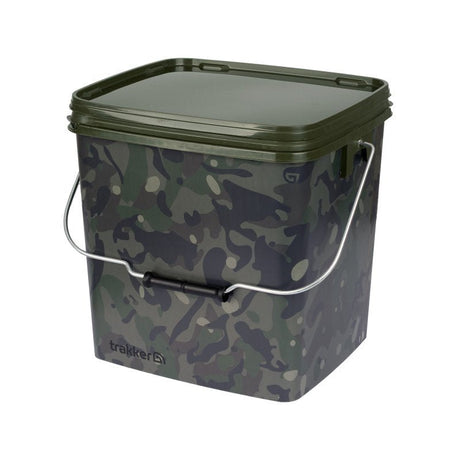 Cubo Trakker Square Camo con bandeja 13 Litros - Tienda Carpfishing