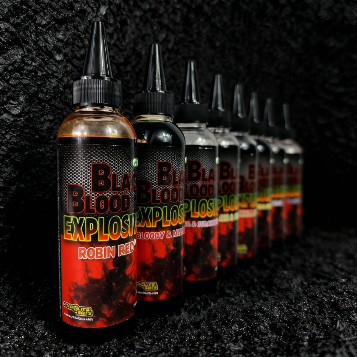 Líquido Pro Elite Baits Black Blood Explosive - Tienda Carpfishing