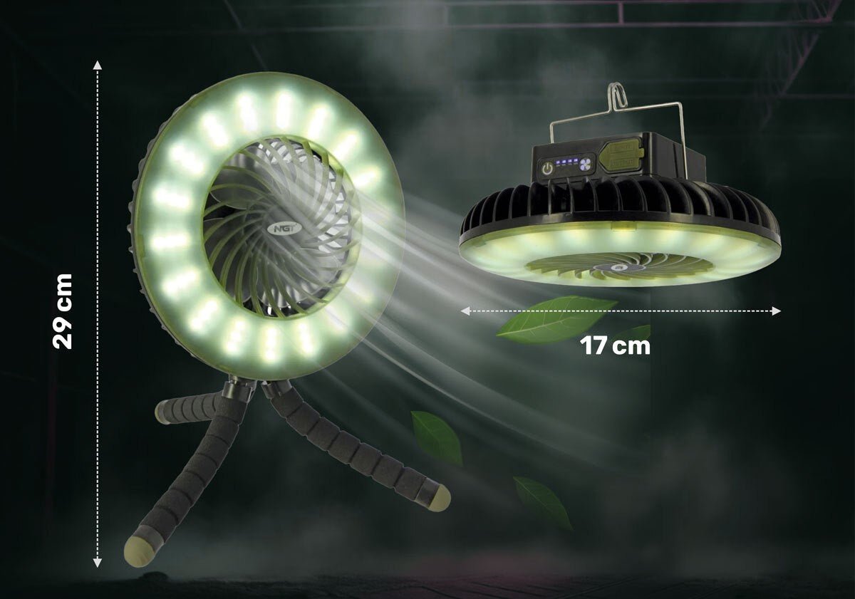 Ventilador NGT con luz para refugio - Tienda Carpfishing