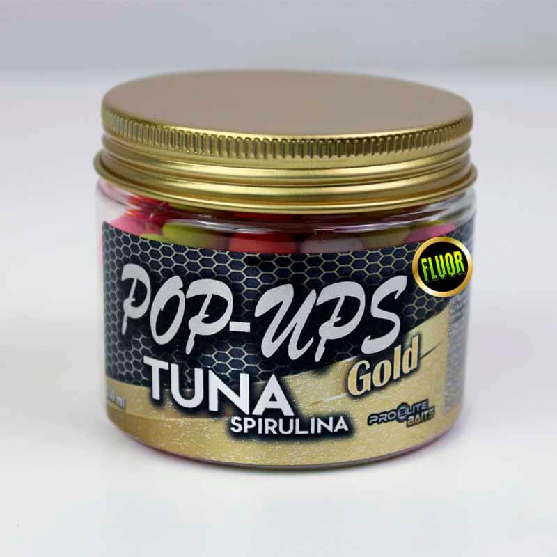 Pop Ups Pro Elite Baits Gold Tuna Spirulina Fluoro 14 mm 1