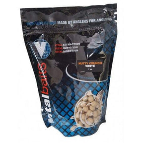 Boilies Vitalbaits Nutty Crunch blanco 18 mm - Tienda Carpfishing