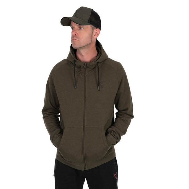 Sudadera Fox Collection LW Verde y Negra de cremallera - Tienda Carpfishing
