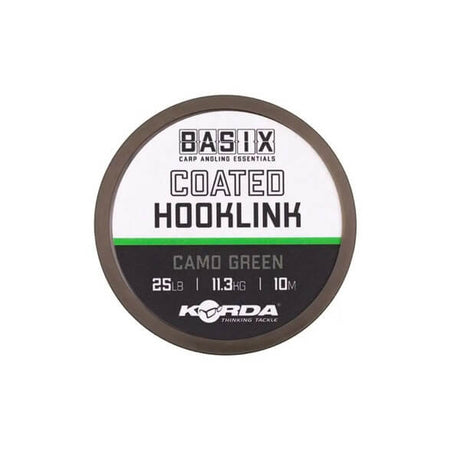 Trenzado Korda Basix Coated Camo Verde 10 m - Tienda Carpfishing
